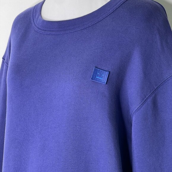 Acne Studios Women's Blue Crewneck 100% Cotton Fairview Face Sweater Size Small - Picture 8 of 11
